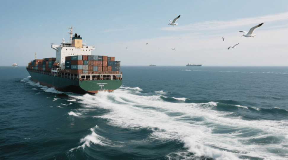 Efficient Sea Freight Logistics for Global Trade Container ship transporting goods across international waters for cost-effective sea freight logistics
