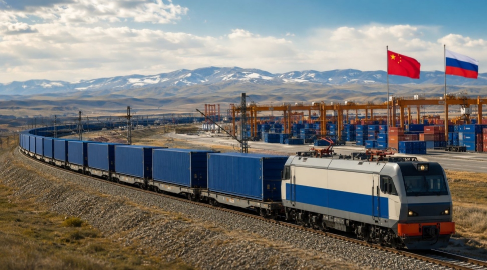 The new Yiwu-Moscow express train cuts transit time to just 14 days, using priority rail corridors via Manzhouli and Russian Railways' accelerated schedule.